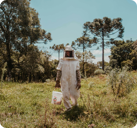 Beekeeper walking